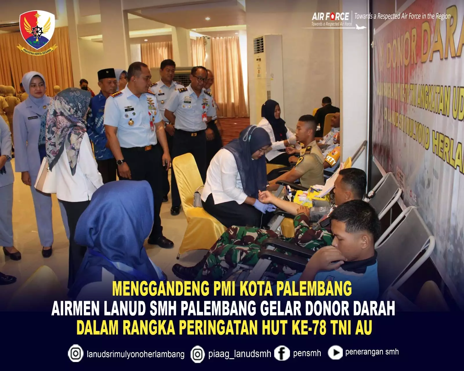 Menggandeng Pmi Kota Palembang Lanud Smh Palembang Gelar Donor Darah